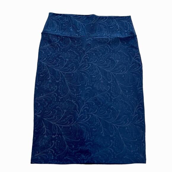 LulaRoe Cassie Womens Medium Skirt Pencil Straight Blue Textured Paisley print - Picture 3 of 8